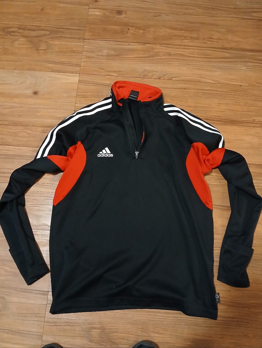 adidas Black Jacket with Red Panels and White Stripes